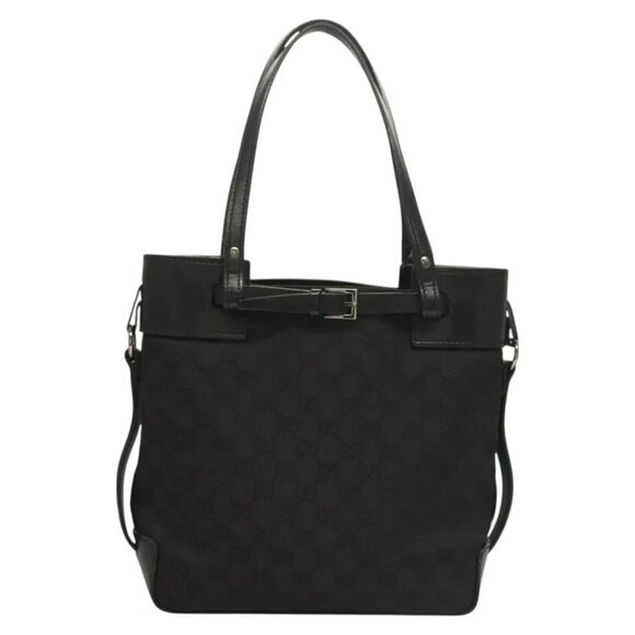 GUCCI GG Canvas Hand Bag Black Silver - Picture 1 of 15